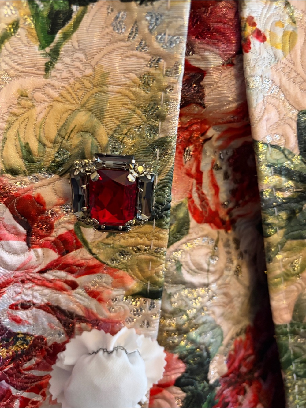 Dolce & Gabbana Floral Brocade Trench Coat - Red, Pink, Green, Yellow - Picture 2 of 6